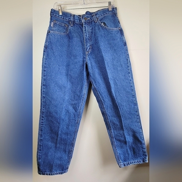 Men's Y2K 2010 Carhartt Relaxed Loose Fit Dark Wash Jeans, Size 34x28 - Picture 1 of 4